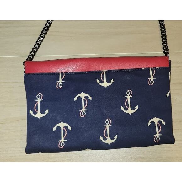 J Crew Mariner Sailor Clutch Nautical Anchor Red‎ White and Blue - Picture 4 of 8
